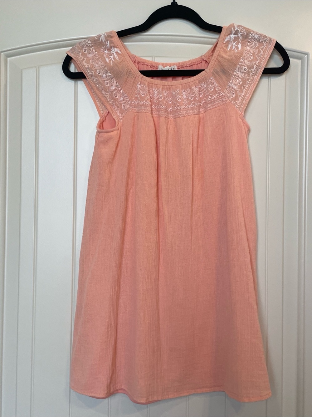 Copper Key Peach Embroidered Sleeveless Dress